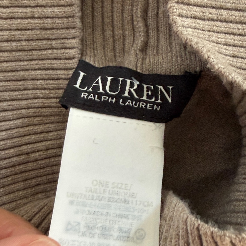 Ralph Lauren Black Label Taupe Poncho Sweater One Size Turtleneck Knit Top - Picture 6 of 6